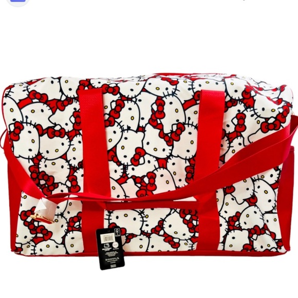 New Sanrio Hello Kitty Face AOP Duffle Bag Red Bioworld Weekender Carry-On⭐️⭐️⭐️ - Picture 9 of 17